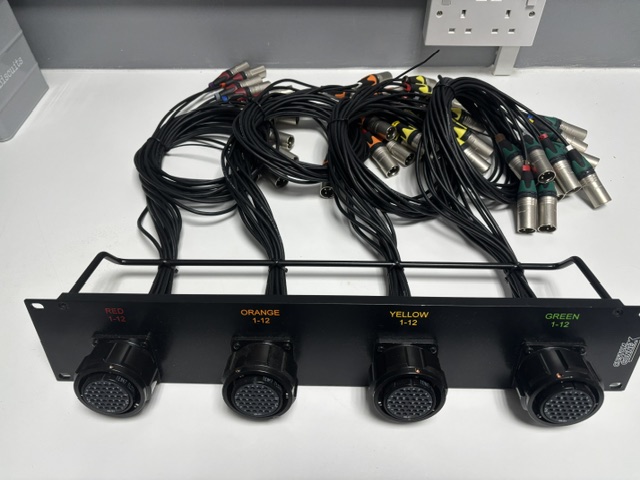 4x 12 way Multipin to Male XLRs 2U Panel.